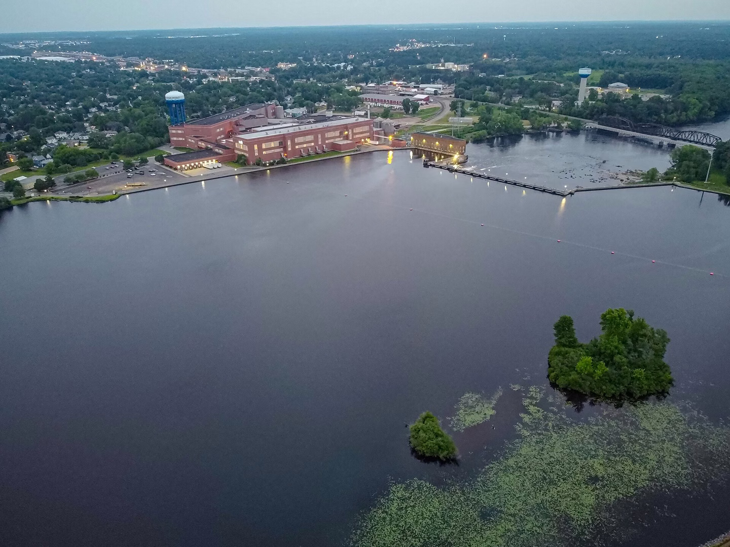Stevens Point dam and the Wisconsin River.